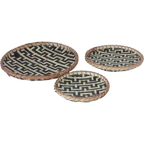 3er-Set dekorative Wandkörbe aus Bambus, Tabletts, gewebte Kunst, handgefertigte Obstkörbe, Wohndekoration, Hängedekoration