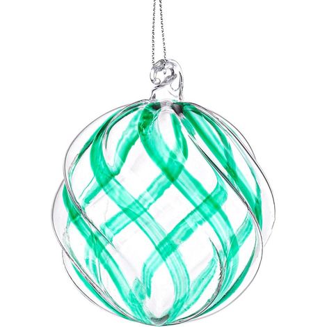 PALLINA DI NATALE BIZZOTTO IN VETRO TRASPARENTE E VERDE D80 BLEND