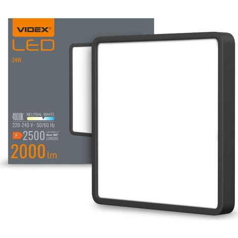 Lampada da soffitto quadrata nera Down Light 20W 2500lm 3000K / 4000K / 6500K 26,4 cm Videx (1/3)