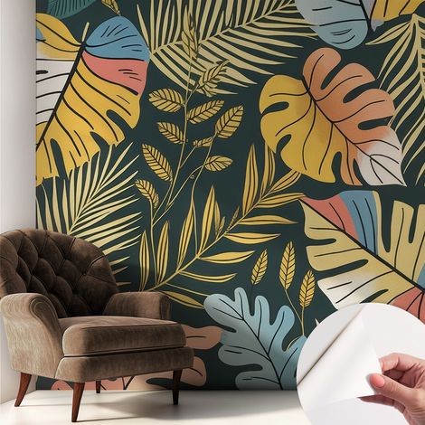 Carta da parati adesiva - lavabile - decorazione murale - per cucina - pellicola decorativa Energia tropicale 250x250 cm (1/5)