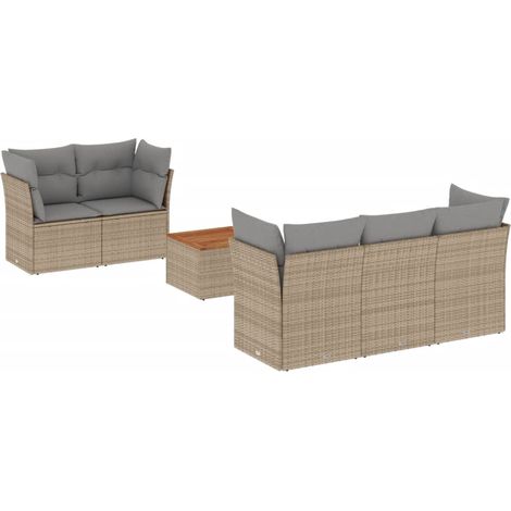 Maison Exclusive - Set Divani da Giardino 6 pz con Cuscini in Polyrattan beige
