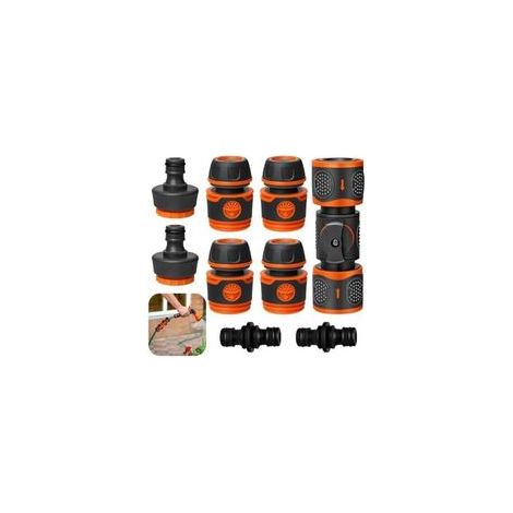 9 PCS Raccord Tuyau d'Arrosage 13mm (1/2"), Connecteur Arrosage, Prévention des Fuites Rapide, Adaptateur pour Jardin, Fuites, Irrigation et Rallonge de - (1/5)