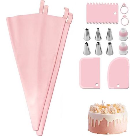Poches à douille avec embouts, lot de 15, distributeur de crème réutilisable, poches à douille multi-usages, distributeur de décoration, pour la pâtisserie et la décoration (1/5)