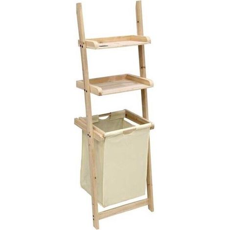 MOBILE PORTA BIANCHERIA CON DUE MENSOLE 41X30XH129 CM LEGNO NATURALE (1/2)