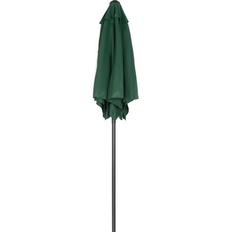 Parasol hexagonal de 196 cm de diamètre, idéal pour la plage, le balcon ou le jardin. Couleur verte.