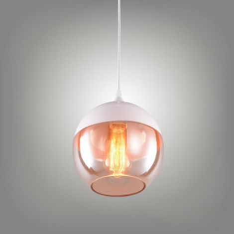 Lampadario a Sospensione in Vetro Retrò, Lampada da Soffitto Cucina E27 Rosa Trasparente, Altezza Regolabile per Sala da Pranzo, Kitchen (Sferico) (1/5)