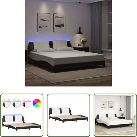 LED-Leuchten - Bettgestell mit LED ohne Matratze "Zadar" Schwarz und Weiß 180x200 cm (1/5)