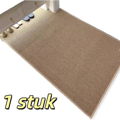 pièce - Tapis de sol imitation sisal - Paillasson - Résistant aux taches - Antidérapant - Tapis de pied - Convient aux entrées - 4060 cm - Jaune chameau (1/5)