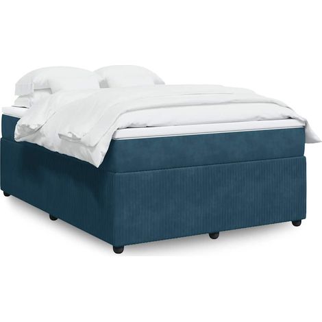 Boxspringbett mit Matratze Dunkelblau 160x200 cm Samt