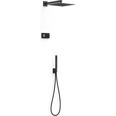 TRES 09288563NM SHOWER TECHNOLOGY Kit Grifo Termostático Electrónico Empotrado 2 Vías Shower Technology para Ducha Negro Mate - ref: 09288563NM