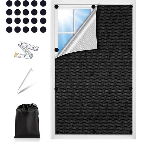 Protection solaire pour fenêtre - 70 x 120 cm - 100 % opaque - En tissu occultant - Fermeture magnétique - Film occultant pour fenêtre (1/5)