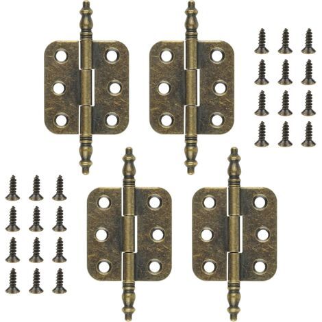 Charnières de meubles vintage, charnières pliantes en bronze épais, adaptées aux meubles, armoires et boîtes à bijoux vintage (couleur bronze, 70  34 mm - 4 pièces). (1/5)
