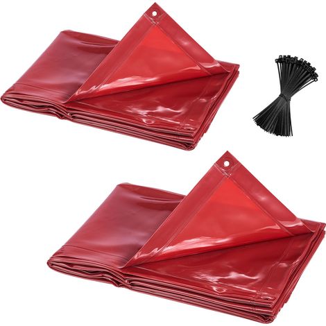 Rideau de Soudure 2 Pièces, 1,74 x 2,34m, Écran de Protection Ignifuge en Vinyle, Protection UV 6 Niveaux, avec Œillets de Suspension, Portable pour Atelier/Usage Industriel, Rouge (1/5)