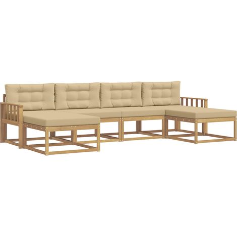 Outdoor Sofa Set with Cushion 6 pcs White and Beige vidaXL (1/5)