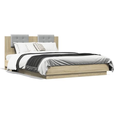 Maison Exclusive - Bettgestell mit Kopfteil Sonoma-Eiche 120x200