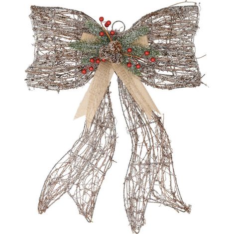 Adorno navideño de madera con lazo de cinta. Altura: 51 cm - Feeric lights & christmas (1/5)