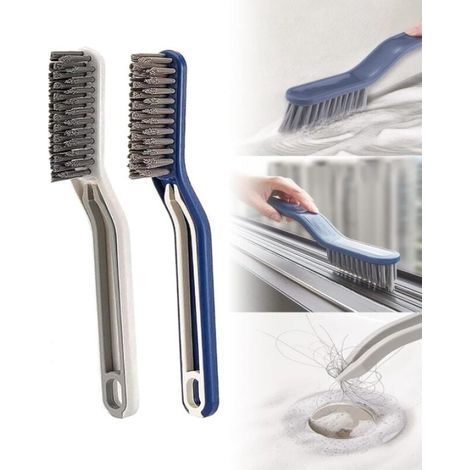 Cepillos multifuncionales 2 en 1, cepillo de esquina para juntas de baño de 2 piezas, cepillo de limpieza con clip, para limpiar azulejos de pared y marcos de ventanas. (1/4)