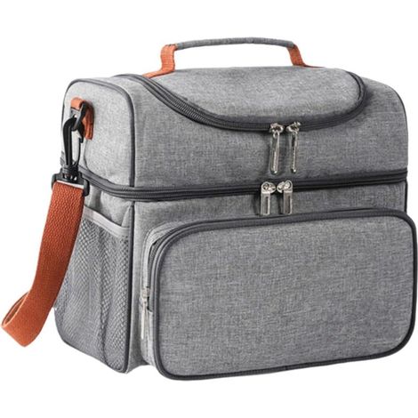 Große, doppelwandige, isolierte Bento-Box, tragbare, isolierte Lunchbox, Thermos-Lunchbox mit verstellbarem Schultergurt