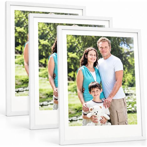 Relaxdays 3 cadres photo muraux DIN A1, portrait et paysage, H x L : 88 x 64 cm, incassables, PP et MDF, blanc (1/5)