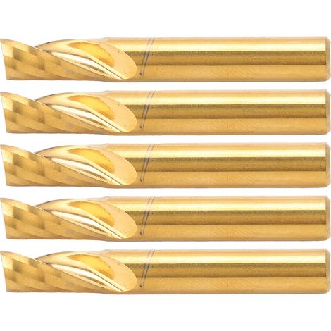 Fraise HSS 1 Tranchant Spirale pour CNC - Lot de 5 Outils de Coupe 6x15x50mm (1/5)