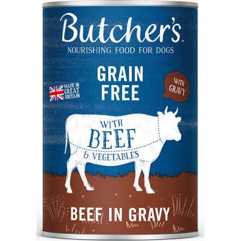 Nourriture pour chien Butcher's Original Beef in Gravy, avec bœuf et légumes, morceaux en sauce, 400 g (1/2)