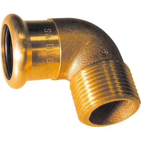 Coude 90° laiton à sertir 8092G Ø12 fileté mâle 3/8" chauffage et sanitaire - THERMADOR 8092G1212