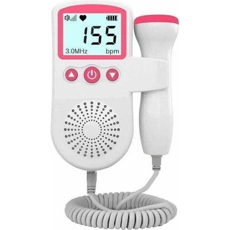 Moniteur de fréquence cardiaque fœtale pour grossesse, plage de mesure 50-240 BPM, 2,5 MHz, détecteur de fréquence cardiaque fœtale avec écran LCD de poche, rose