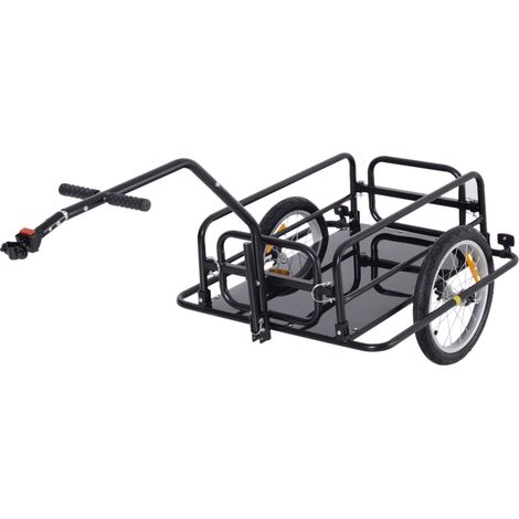 Remorque vélo cargo pliable 40 kg attelage réflecteurs transport camping shopping 155x71,5x77 cm