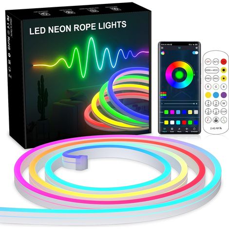 RGB Neon Bluetooth LED 10m(1x10m) RGB 3535 LED Music Sync Color Changing App Controlled for Bedroom Party Kitchen Decor (1/5)