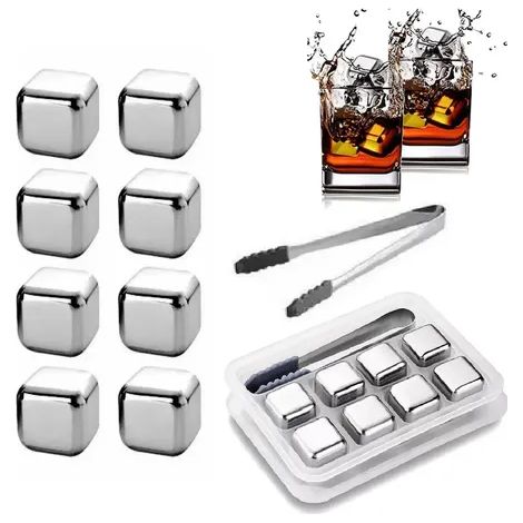 Cubes rafraîchissants en acier inoxydable pour boissons, lot de 8-AquaForge