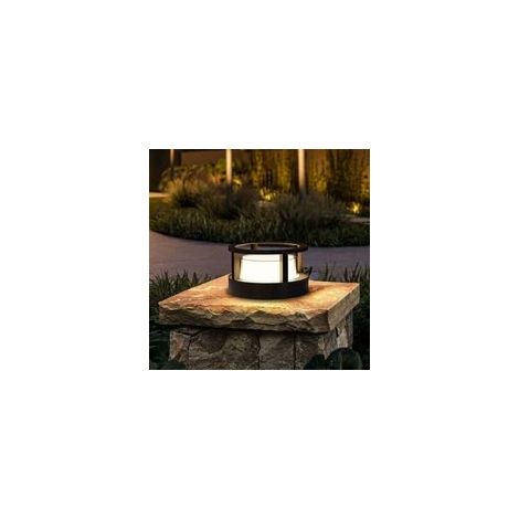 Borne Éclairage Extérieur,10cm,7W LED Lampe de Jardin Exterieur Ronde Ip65 Lampadaire Exterieur en Aluminium, Blanc Chaud, Borne Lumineuse Exterieure, Pour Chemins,Terrasse,Noir (1/5)