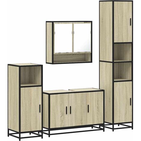 Maison Exclusive - Set Mobili da Bagno 4 pz Rovere Sonoma in Legno Multistrato