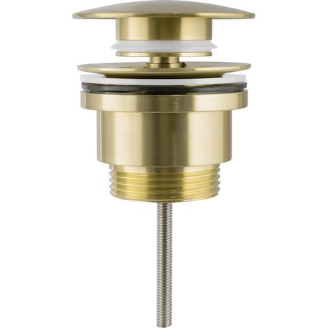 Bouchon universel pour lavabo et bidet avec ou sans trop-plein en or brossé pour bonde (1/2)