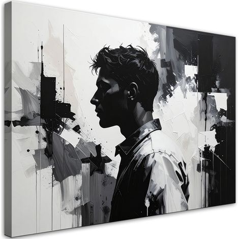 Cuadro en Lienzo Retrato en blanco y negro de un hombre en estilo moderno 30x20 (1/5)