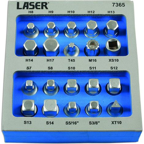 Laser 7365 Lot de 20 cles pour bouchon de carter 3/8" D (1/2)