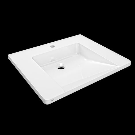KWC Einzelwaschtisch, EXOS, MIRANIT, 600x125x500 mm, Weiß, Hahnloch (1/2)