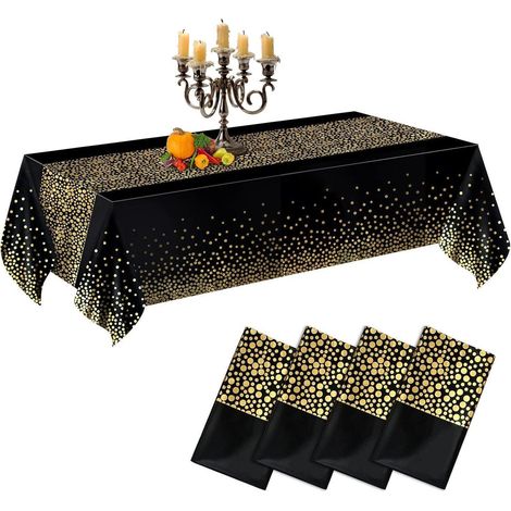 Einweg-Tischdecke 4er-Set, wasserdicht, 137x274 cm, Schwarz & Gold (1/5)