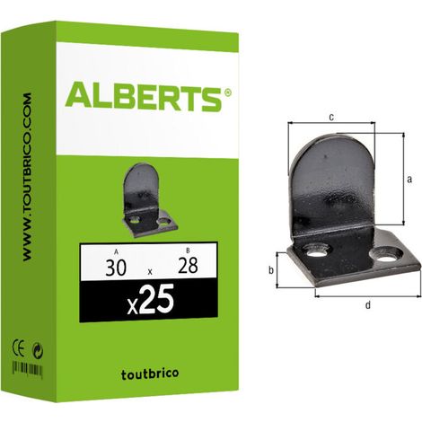 25 butées de volet coudée Ø5,5mm 30 x 28mm noir -