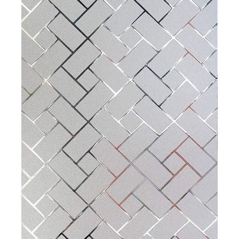 Film de confidentialité pour fenêtres - Pour salles de bains, chambres et bureaux - Sans adhésif, résistant aux UV - 60 x 200 cm - Grille diagonale (1/5)