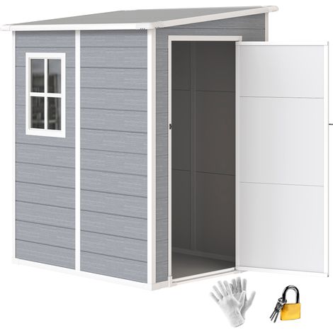 Abri de Jardin 1,54 m² Cabane de Rangement Outils en Aluminium et PP avec Fenêtre Gris 122x149 cm - PANGIVO (1/5)