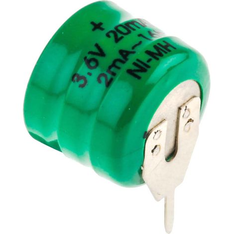 Pile bouton rechargeable RS PRO 3.6V, 20mAh, 12mm, NiMH ( Prix pour 1 )