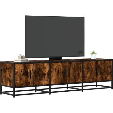 Meuble TV chêne fumé 150x35x41 cm bois d'ingénierie et métal vidaXL (1/5)