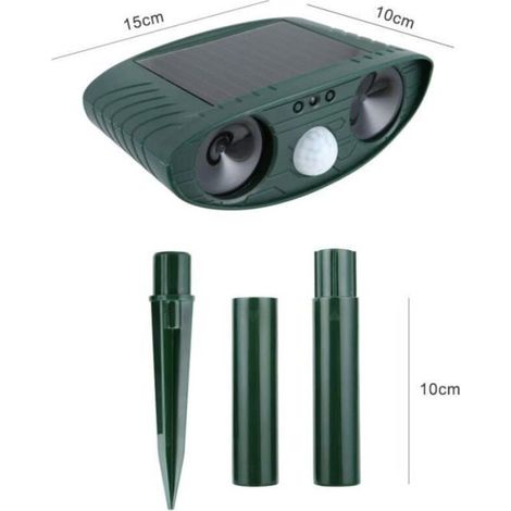 Wasserdichter, solarbetriebener Ultraschall-Abwehrapparat mit Bewegungsmelder – ideal zum Fernhalten von Katzen, Hunden, Ratten, Waschbären und Nagetieren (1/3)