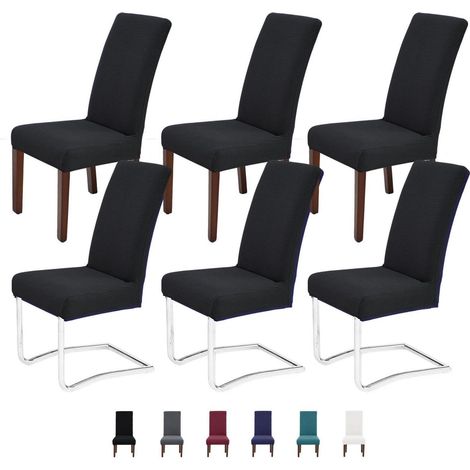 Stuhlhussen 6er Set für Schwingstühle, abnehmbar, waschbar, Stretch, Schwarz (1/5)