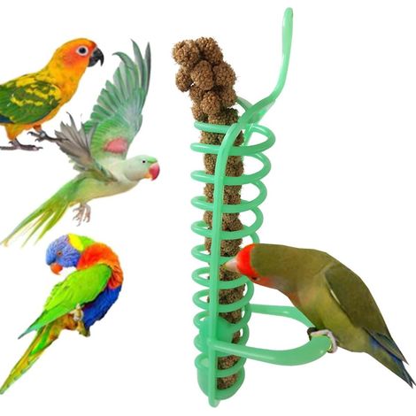 Parrots Food Basket, Birds Feeding Perch Stand Fruit Vegetable Millet Container Birds Feeders Plastic Parrot Bird Cage Hanging Foraging Toys (1/5)