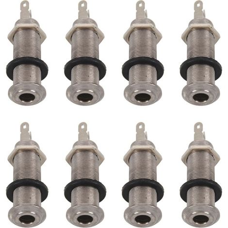 Adatto per 8 connettori per chitarra elettrica, jack filettati cromati, connettori di ingresso jack da 1/4 di pollice, adatti per chitarre elettriche.