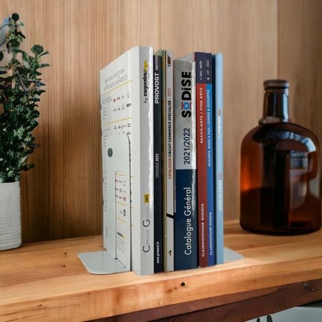 Serre-livres en métal - Blanc - Réglable - Bureau - Bibliothèque