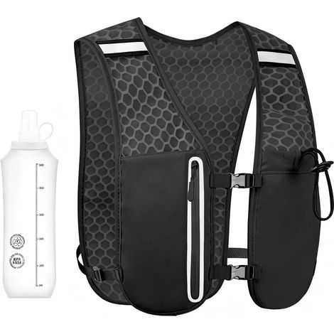 Gilet Hydratation Running Femme Homme Ultra-léger 115g – Poche à Eau 500ml Soft Flask – Mesh Respirant – Gilet de Course pour Trail, Marathon, Randonnée – Gilet Hydratation Running Homme Femme (1/5)