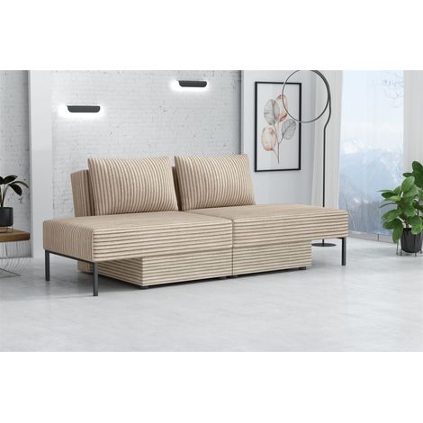 Sofa mit Schlaffunktion GORKA 3in1 – Bett, Liege & Sofa in Stoff Velo Creme (1/5)