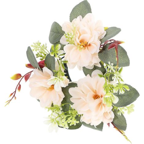 Lot de 2 anneaux de bougies floraux artificiels pour fêtes et réunions de famille. Design polyvalent et finitions exceptionnelles. (1/5)